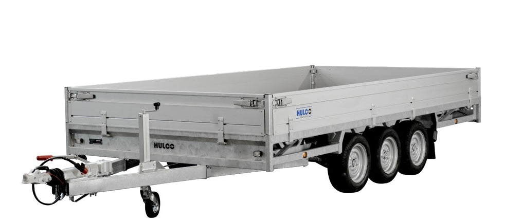 Hulco Geremde Hulco Medax plateauwagen - 405x203 cm - 3500 kg bruto laadvermogen - 30 cm borden - tridemasser
