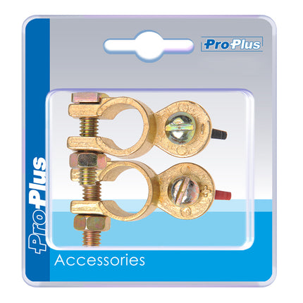 ProPlus Accupoolklemmen met vleugelmoer - 12 - 24V - (-) is 17,5 mm - (+) is 19 mm