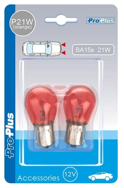 ProPlus Set van 2 lampjes Oranje , Bol Bajonet  12V 21/W ( Oranje knipperlicht)
