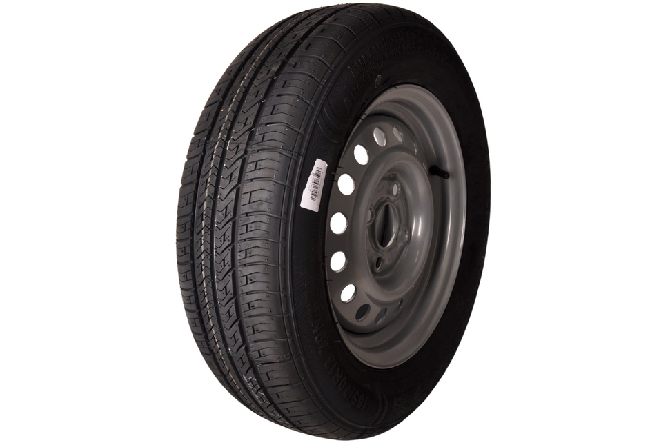 Security Compleet wiel 165/70R13 band +  velg - opel steek 4x100 - draagvermogen 437kg - 57 mm naafdiameter