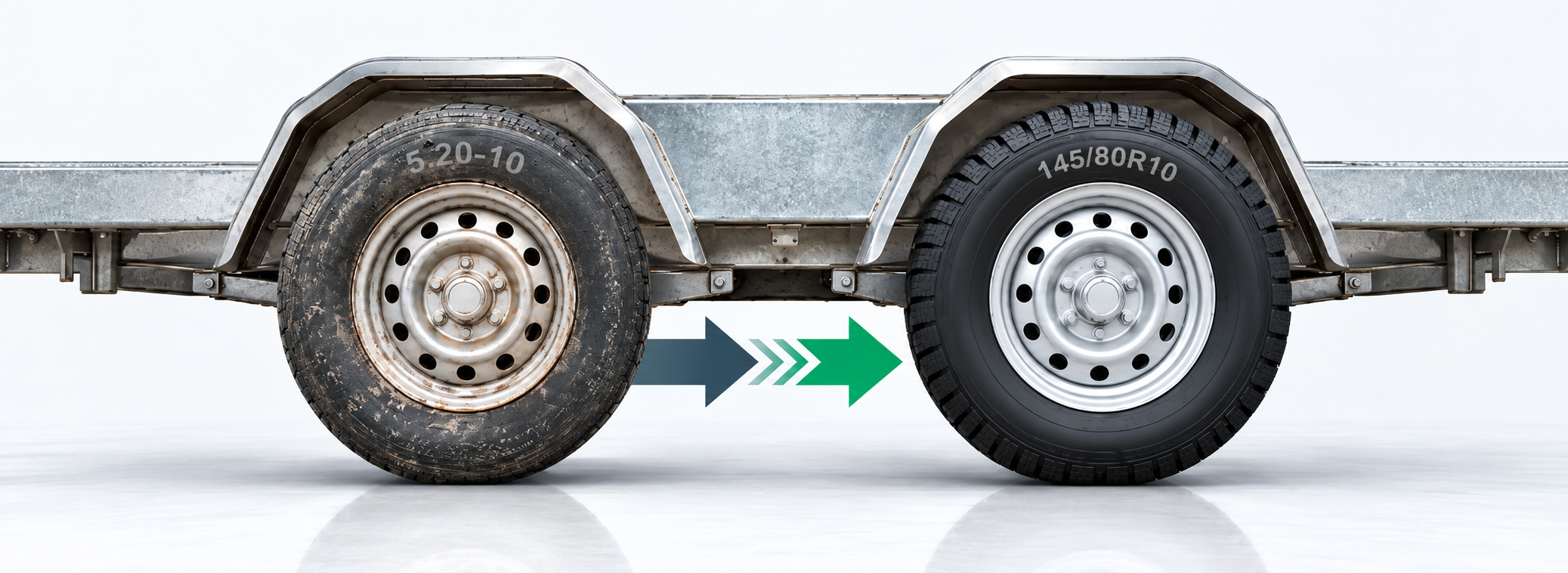 Oude aanhangerband omrekenen naar een moderne passende bandenmaat