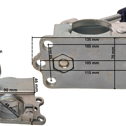 Aanhangwagendirect 300 kg neuswiel klem 48mm
