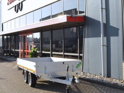 Aanhangwagendirect Awd Exclusive Eduard plateauwagen - 300x150 cm - 2000 kg bruto laadvermogen - 63 cm laadvloerhoogte - 30 cm borden - nu met gratis gemonteerd reservewiel