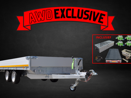 Aanhangwagendirect AWD Exclusive Eduard plateauwagen 406x200 cm - 2000 kg - nu met gratis gevulde aluminium traanplaat disselkist