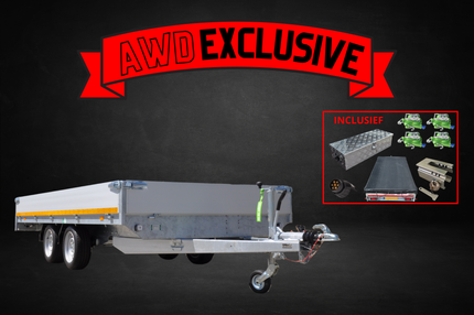 Aanhangwagendirect AWD Exclusive Eduard plateauwagen 406x200 cm - 2000 kg - nu met gratis gevulde aluminium traanplaat disselkist
