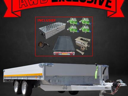 Aanhangwagendirect AWD Exclusive Eduard plateauwagen 406x200 cm - 2000 kg - nu met gratis gevulde aluminium traanplaat disselkist