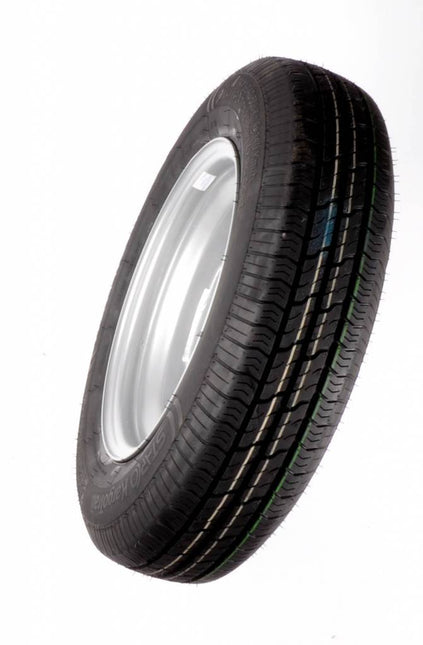 Aanhangwagendirect Compleet wiel 155R13 band + velg mercedes steek 5x112 - draagvermogen 500 kg - 67 mm naafdiameter