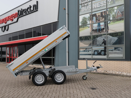 Aanhangwagendirect Complete Hoveniers Set - Geremde Eduard achterwaartse kipper - 256x150 cm - 2000 kg bruto laadvermogen - elektrisch - inclusief loofrekken & fijnmazig aanhangernet