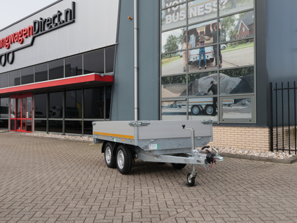 Aanhangwagendirect Complete Hoveniers Set - Geremde Eduard achterwaartse kipper - 256x150 cm - 2000 kg bruto laadvermogen - elektrisch - inclusief loofrekken & fijnmazig aanhangernet