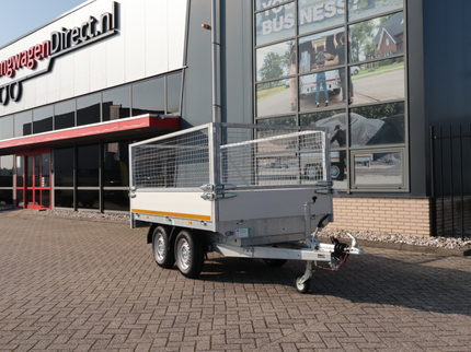 Aanhangwagendirect Complete Hoveniers Set - Geremde Eduard achterwaartse kipper - 256x150 cm - 2000 kg bruto laadvermogen - elektrisch - inclusief loofrekken & fijnmazig aanhangernet