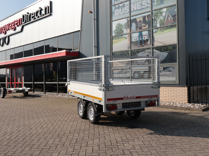 Aanhangwagendirect Complete Hoveniers Set - Geremde Eduard achterwaartse kipper - 256x150 cm - 2000 kg bruto laadvermogen - elektrisch - inclusief loofrekken & fijnmazig aanhangernet
