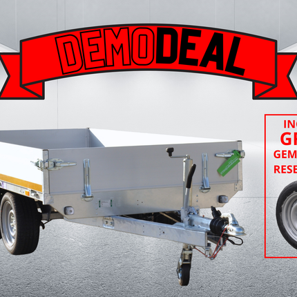 Aanhangwagendirect DEMO DEAL Eduard plateauwagen - 300x150 cm - 2000 kg bruto laadvermogen - 63 cm laadvloerhoogte - 30 cm borden - nu met gratis gemonteerd reservewiel