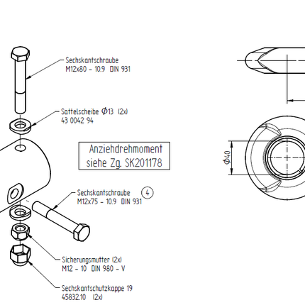 Aanhangwagendirect Knott KF7,5 - KF20 - trekoog / din-oog - rond 45 mm - 2000 kg