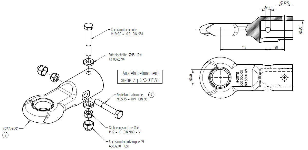 Aanhangwagendirect Knott KF7,5 - KF20 - trekoog / din-oog - rond 45 mm - 2000 kg