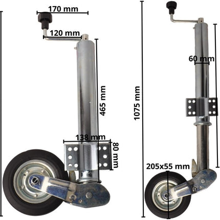 Aanhangwagendirect Neuswiel voor aanhanger 60 mm rond automatisch opklapbaar