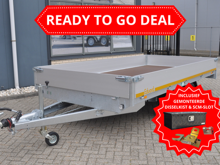 Aanhangwagendirect Ready TO GO DEAL - Eduard plateauwagen - 406x200 cm - 2700 kg bruto laadvermogen - inclusief disselkist & SCM disselslot