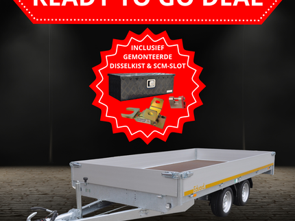 Aanhangwagendirect Ready TO GO DEAL - Eduard plateauwagen - 406x200 cm - 2700 kg bruto laadvermogen - inclusief disselkist & SCM disselslot