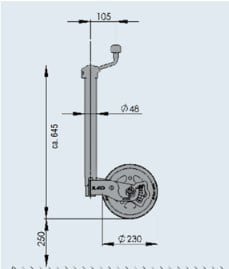 AL-KO AL-KO neuswiel 48 mm met stalen velg en massief rubber wiel - inclusief slinger met druklager en kogeldrukmeter