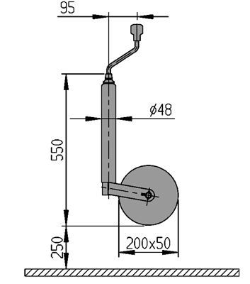 AL-KO AL-KO neuswiel PLUS - 48 mm buisdiameter - verlengde uitvoering - stalen velg - 300 kg draagvermogen