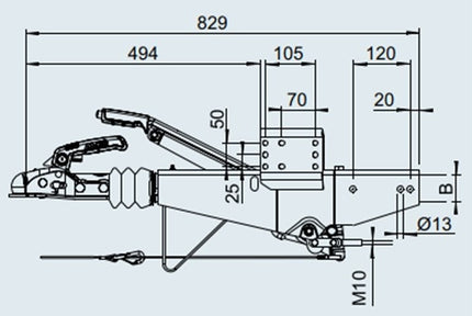 AL-KO AL-KO oplooprem aanhanger - 161S - maximaal trekvermogen: 1600 kg - aansluiting koker: 70 mm - incl. neuswielconsole