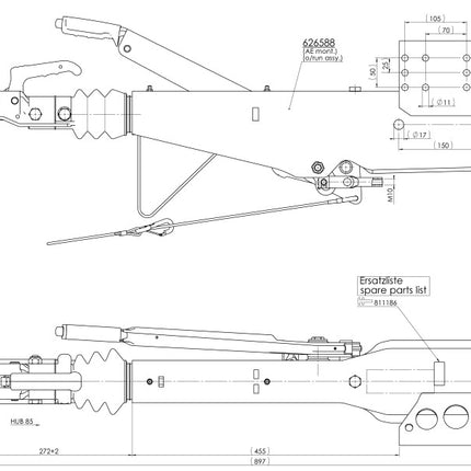 AL-KO Al-KO oplooprem aanhanger 251S100 - 2600 kg maximaal trekvermogen - koker 100 mm aansluiting - neuswielconsole