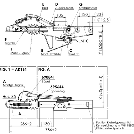 AL-KO AL-KO oplooprem aanhanger - 90S/3-R4 - maximaal trekvermogen: 1000 kg - aansluiting koker: 60 mm - incl. neuswielconsole