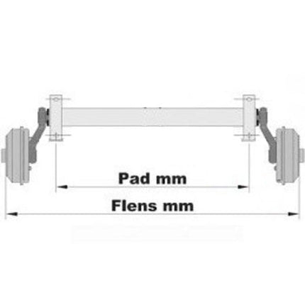 AL-KO Geremde torsie as - 1800 kg - padmaat 1100 mm - flensmaat 1590 mm - 5 gats