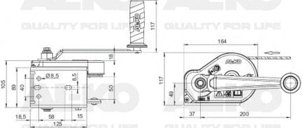AL-KO Handlier geremd 351 kg overbrenging 2,5:1 inclusief kabel & haak
