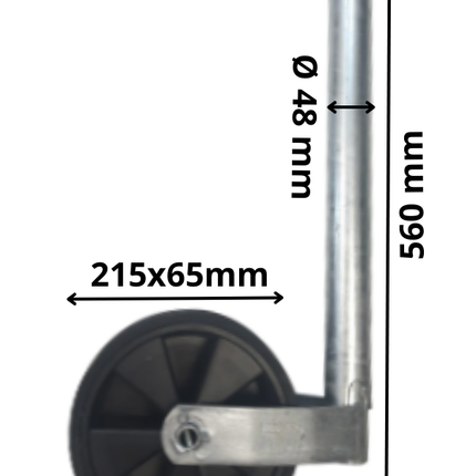 AL-KO Neuswiel  Caravan Plus Alko, rond diameter 48 mm, extra lang, kunststof velg met kunststof wiel met rubberprofiel.