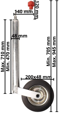 AL-KO Neuswiel Plus Alko , rond diameter 48 mm, extra lang, stalen velg met massief rubber