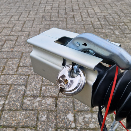 Albe Disselslot koker Albe - premium - zilver - staal - incl. RVS discusslot met 2 sleutels