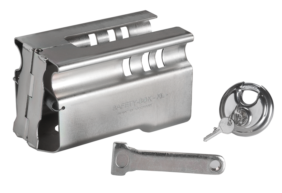 Albe Disselslot koker Albe XL - premium - zilver - staal - incl. RVS discusslot met 2 sleutels - Safetybox XL