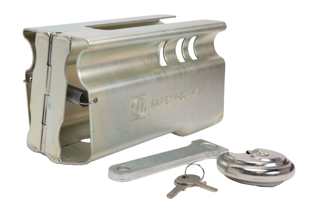 Albe Disselslot koker Albe XL - premium - zilver - staal - incl. RVS discusslot met 2 sleutels - Safetybox XL