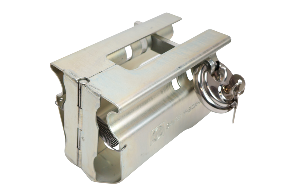 Albe Disselslot koker Albe XL - premium - zilver - staal - incl. RVS discusslot met 2 sleutels - Safetybox XL