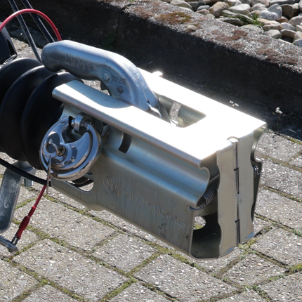 Albe Disselslot koker Albe XL - premium - zilver - staal - incl. RVS discusslot met 2 sleutels - Safetybox XL