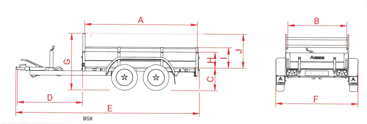 Anssems Anssems BSX 1500 bakwagen - 1500 kg bruto laadvermogen - 301x150 cm laadoppervlak - geremd