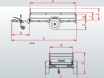 Anssems Anssems GT 500 R bakwagen - 500 kg bruto laadvermogen - 181x101 cm laadoppervlak - ongeremd - inclusief reling en voorrek