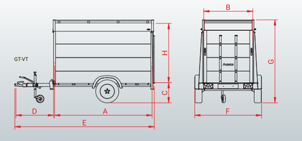 Anssems Anssems GTB 1200 VT3 HT gesloten aanhanger - 1200 kg bruto laadvermogen - 251x126x153 cm laadoppervlak - geremd - inclusief deksel en achterklep
