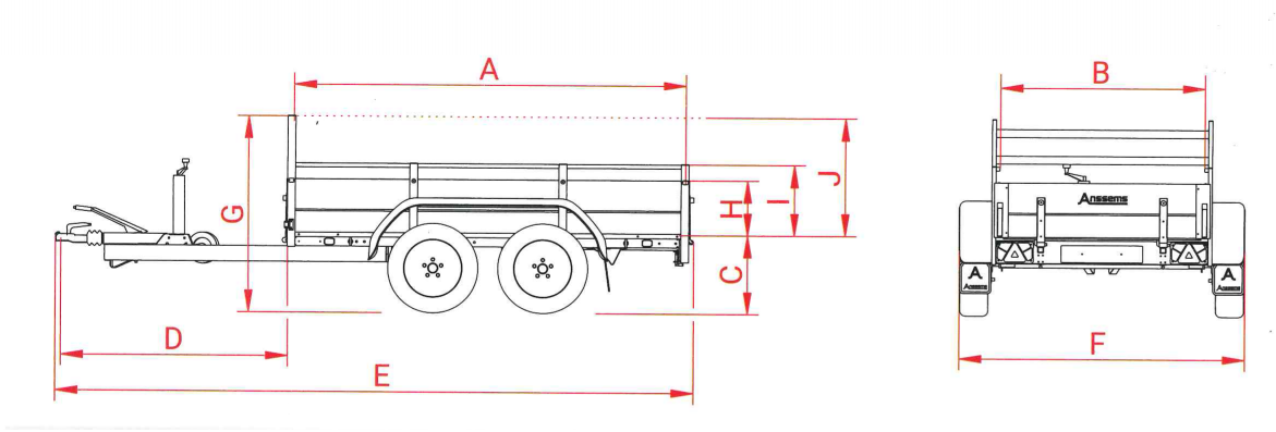 Anssems Anssems GTT 2000 bakwagen - 2000 kg bruto laadvermogen - 301x126 cm laadoppervlak - geremd