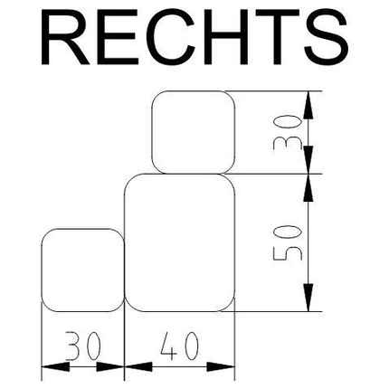 Anssems Hoekpaal/hoekrong Anssems oud model 30 cm rechtsachter linksvoor