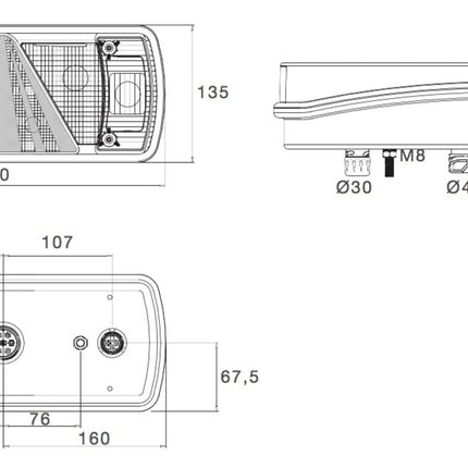 Aspock Achterlicht - Aspock Ecopoint 2 - links - 7-polige ASS2 connector aansluiting