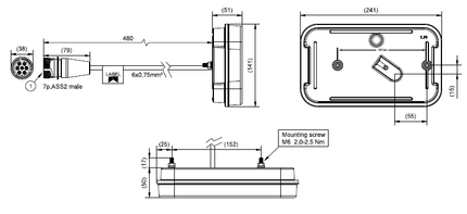 Aspock Achterlicht - Aspock MultiLED 4 - links - 241x141x71  mm - 7 polige ASS2 stekker - waterdicht