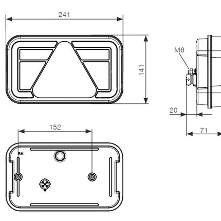 Aspock Achterlicht - Aspock MultiLED 4 - rechts - 241x141x71 mm - volledig LED - 5-polige connector