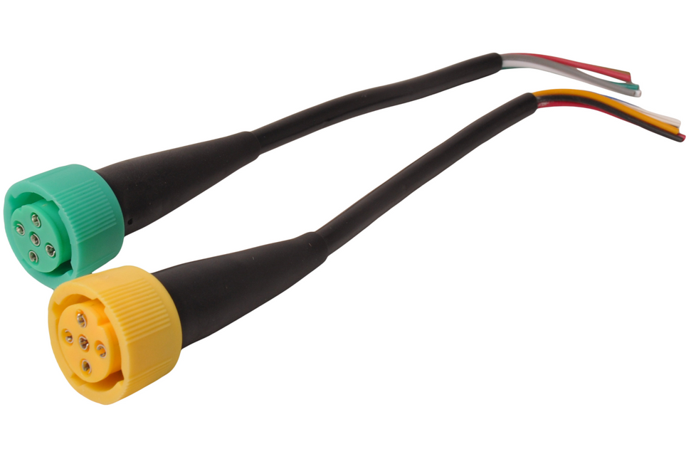 Aspock Aspock connectoren links (geel) en rechts (groen)