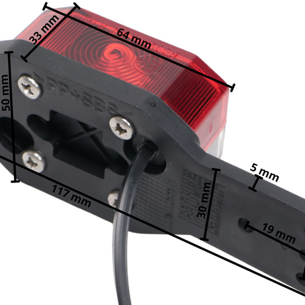 Aspock Aspöck flexipoint breedtelicht links - rood/wit op rubber houder met 50 cm kabel
