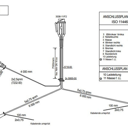 Aspock Aspöck hoofdkabel - 6 meter - 13 polig - 2x 5 polige connector - inclusief aftakkingen 4 meter 2P & oplaadkabel