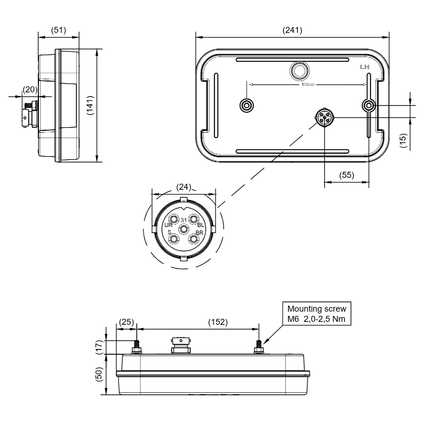 Aspock Aspock MultiLED 4 rechts  241x141x71  mm - volledig LED - 8 polige connector