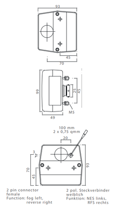 Aspock Minipoint - Achterlicht Minipoint Links/rechts met tule aansluiting - 98x90x49 mm
