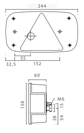 Aspock Multipoint 3 achterlicht links inclusief reflector - 8 polig - 244x138x60 mm - voorzien van Aspöck connector aansluiting