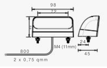 Aspock Regpoint 2 kentekenlamp LED - 80 cm DC kabel